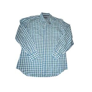 Canali 1934 Green Check Casual Dress Shirt Large Cotton Button Down